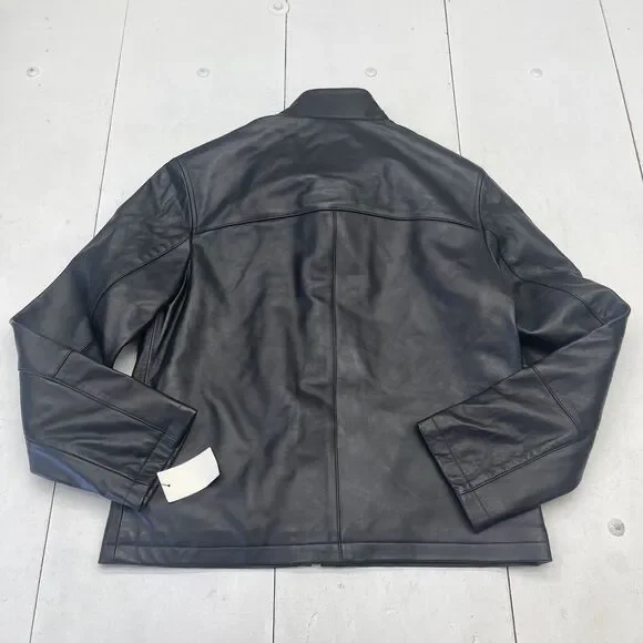 Cole Haan Black Lamb Skin Leather Streamlined Moto Jacket Men Size M MSRP $698 *